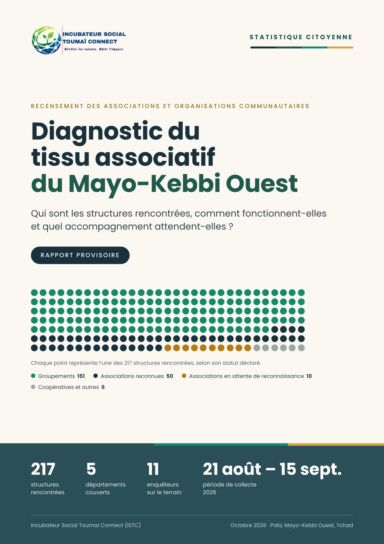 Page de couverture — Diagnostic du tissu associatif du Mayo-Kebbi Ouest
